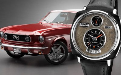 ساعة مصنعة من قطع سيارة فورد موستانج