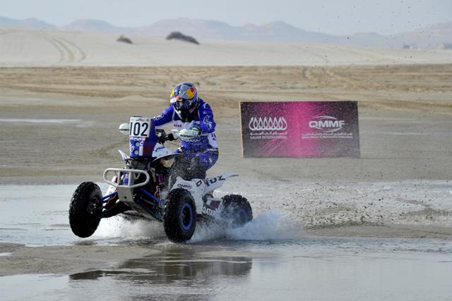 Mohammed Abu Issa on his quad in the Sealine Rally..JPG