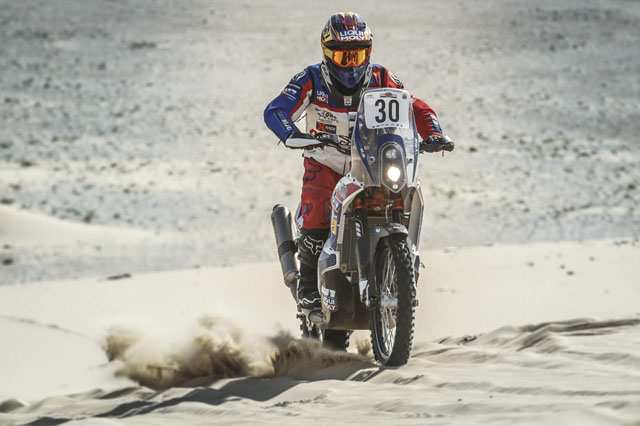 Young Chilean rider Jose Cornejo was the surprise winner of the second stage at the Sealine Rally on Tuesday..jpg