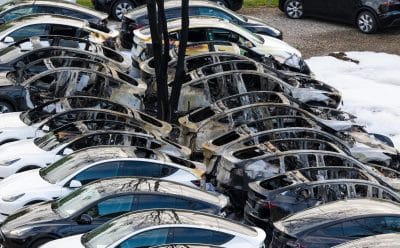 احتراق 10 سيارات كهربائية من طراز تسلا Y في فرانكفورت ورسالة مجهولة تعلن المسؤولية